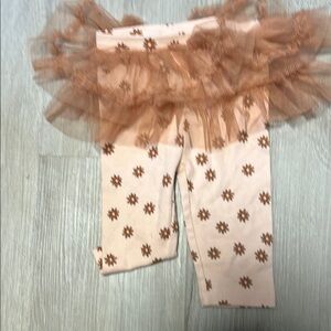 Floral Tutu Leggings for Kids - Brown